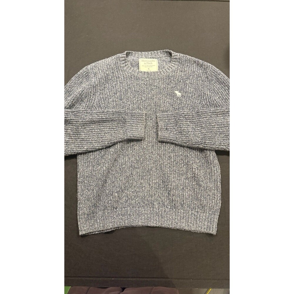 Abercrombie & Fitch A&F Crewneck Sweater Gray Cotton Textured Sz XL Wool Knit